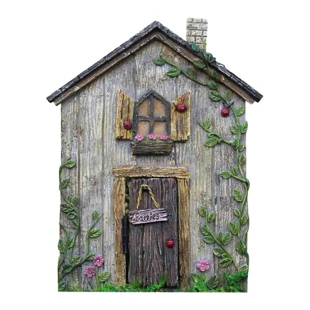 1 Stück Miniatur-Feentür-Figuren Statuen für Außenhofkunst Garten Baumdekoration Mit Graviertem Design Feengarten Tür