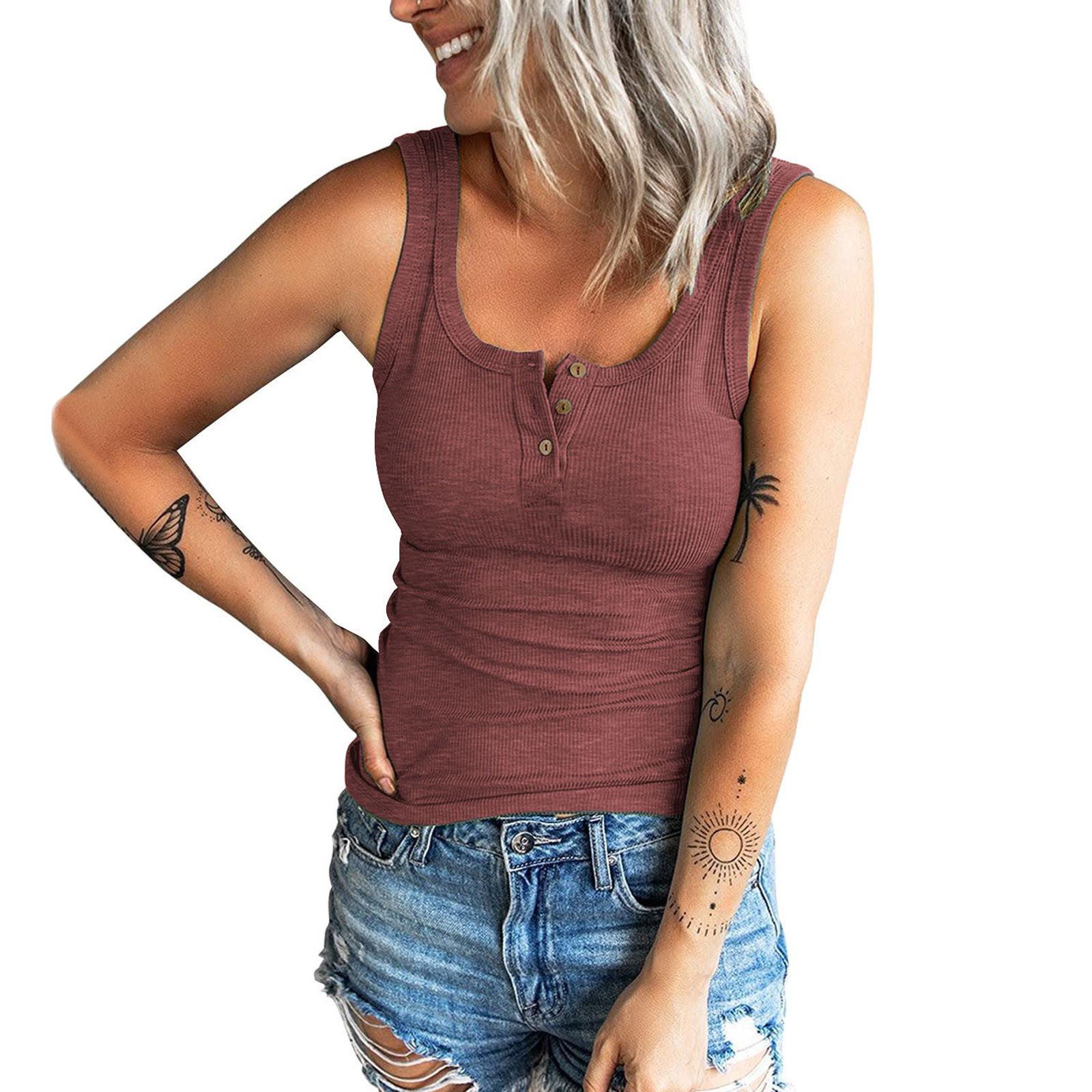 

Женские узкие топы на бретелях, однотонные топы без рукавов, жилет на пуговицах, сексуальная футболка XL красный