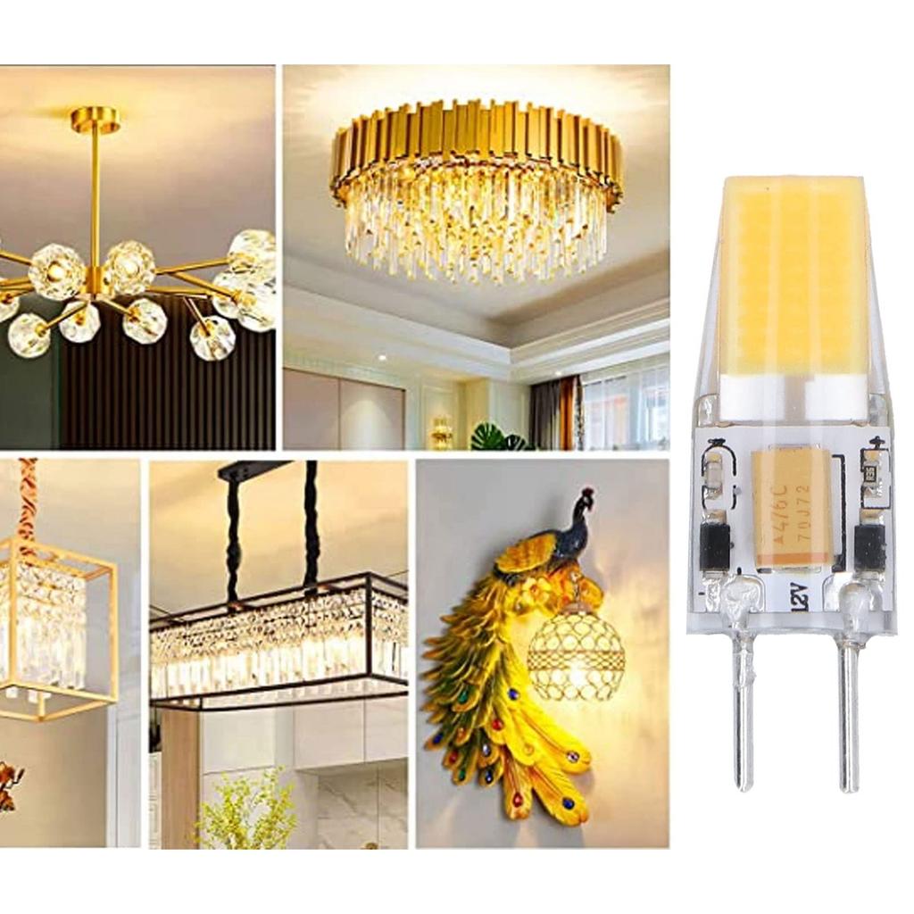 GY6.35 Base LED Bulb, 5W, Warm White (2700K-3000K), Equivalent to 50W Halogen, 500 Lumens, ACDC 12V, 360° Wide Beam Angle, 6 Bulbs Included, For