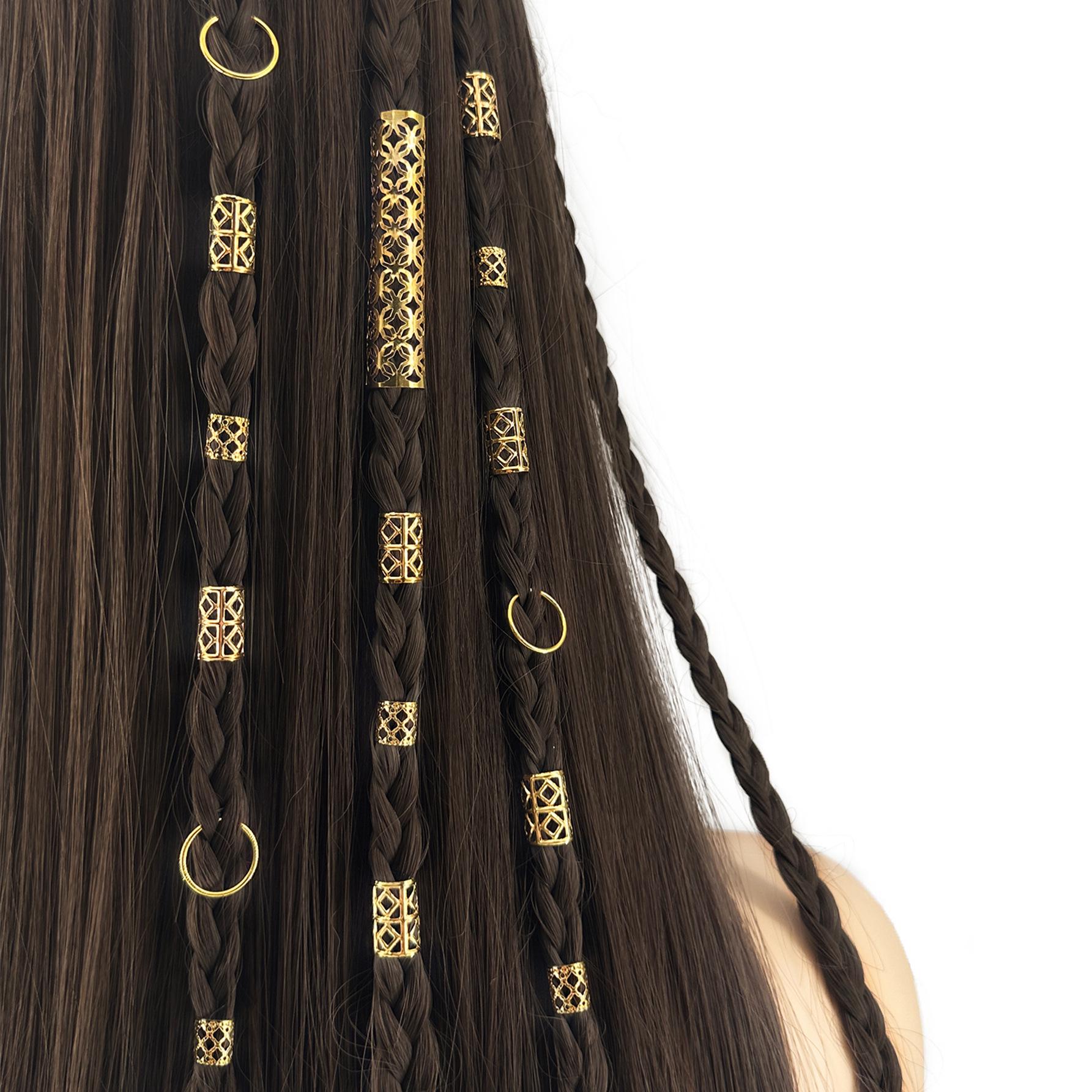 31-Piece Floral Dreadlock Hair Rings - Exclusive Styles for Europe and America золотой