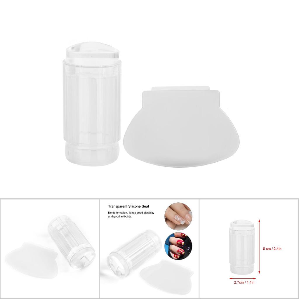 Transparent Silicone Nail Polish Head Stamper Scraper Nail Art Tool (Transparent White)