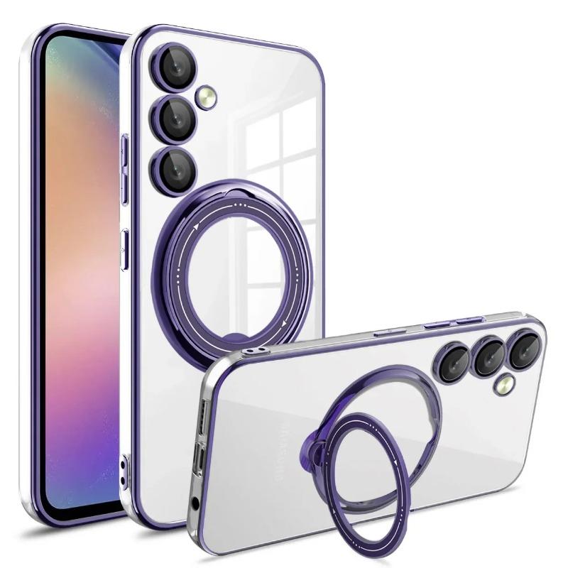 Průhledný kroužek MagSafe s magnetickým pouzdrem pro bezdrátové nabíjení pro Samsung Galaxy S24 S23 Ultra Plus FE A55 A35 A15 A54 A34 A14 5G