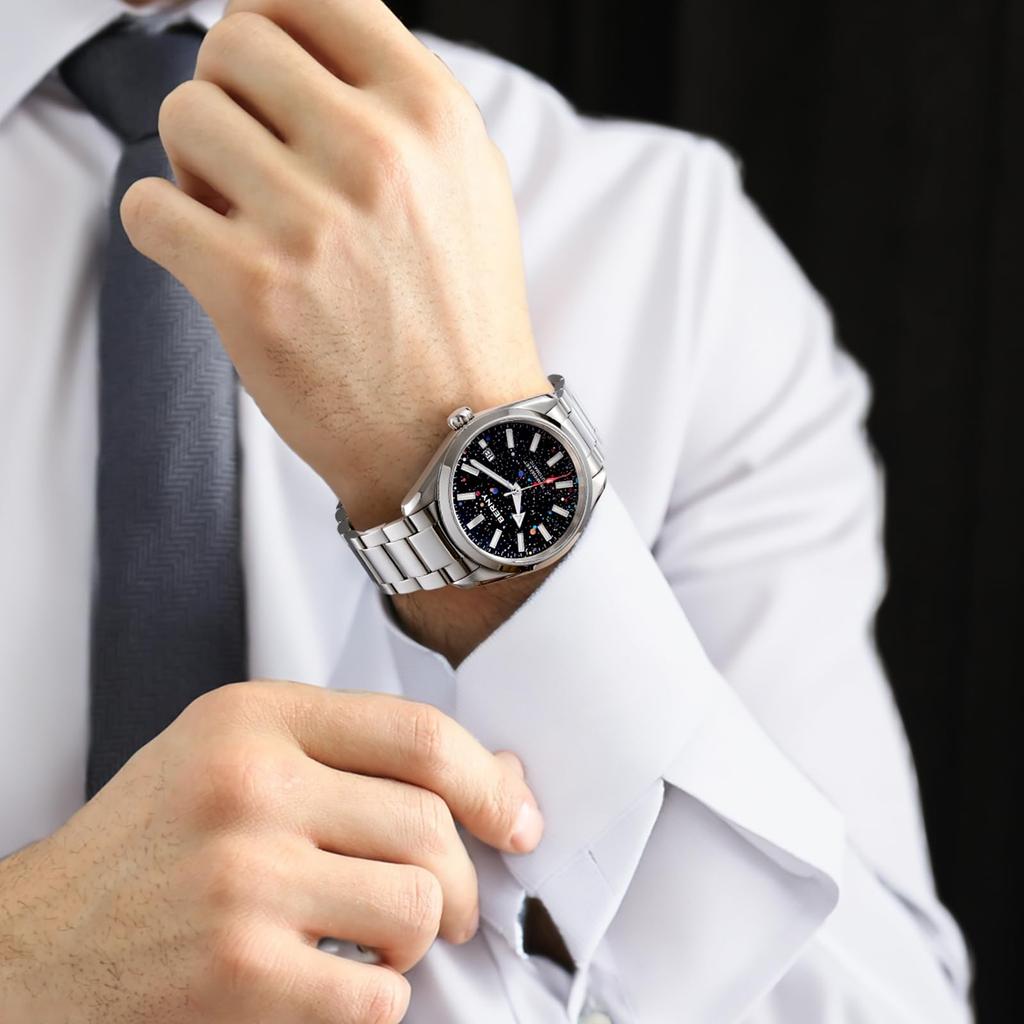 BERNY Automatic Watch for 200M Waterproof Super Luminous Mechanical Full Stainless Analog Sapphire Calendar Included Men, Men's Watch, Silver, Watch,