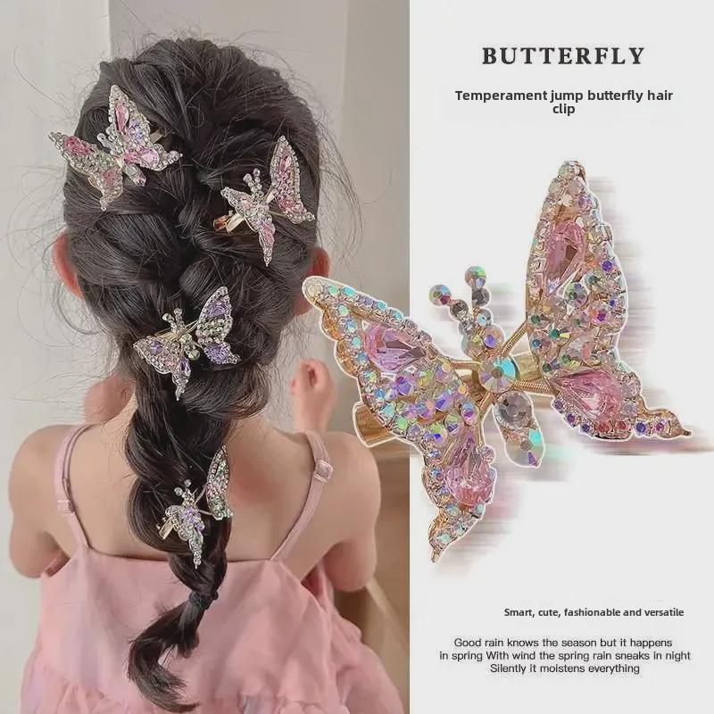 Mergaičių mieli drugelio plaukų segtukai - Fėjos galvos apdangalas, šoninis segtukas kirpčiams