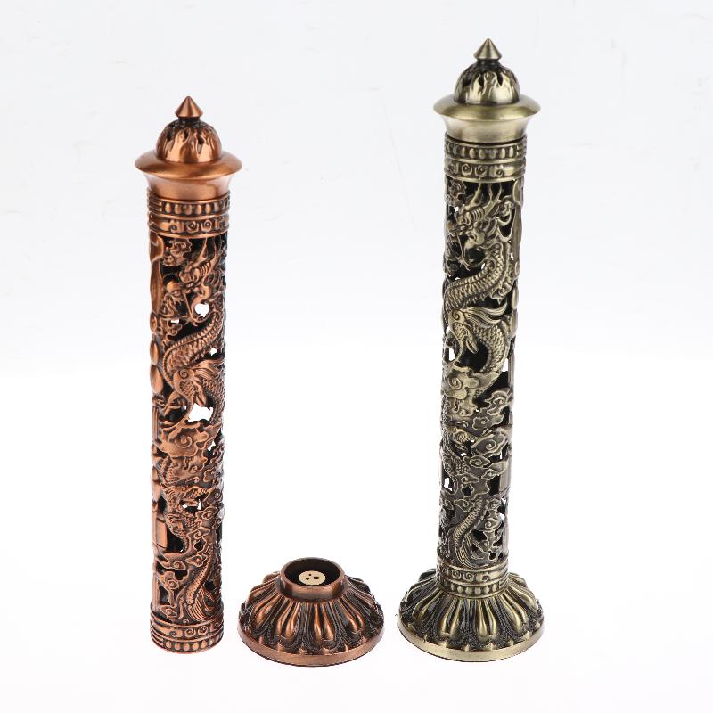 Retro vertikální kadidlo, Buddha, srdce, sútra, drak, fénix, sloup, kovová vonná tyčinka, domácí kancelář, obřadní dekorace