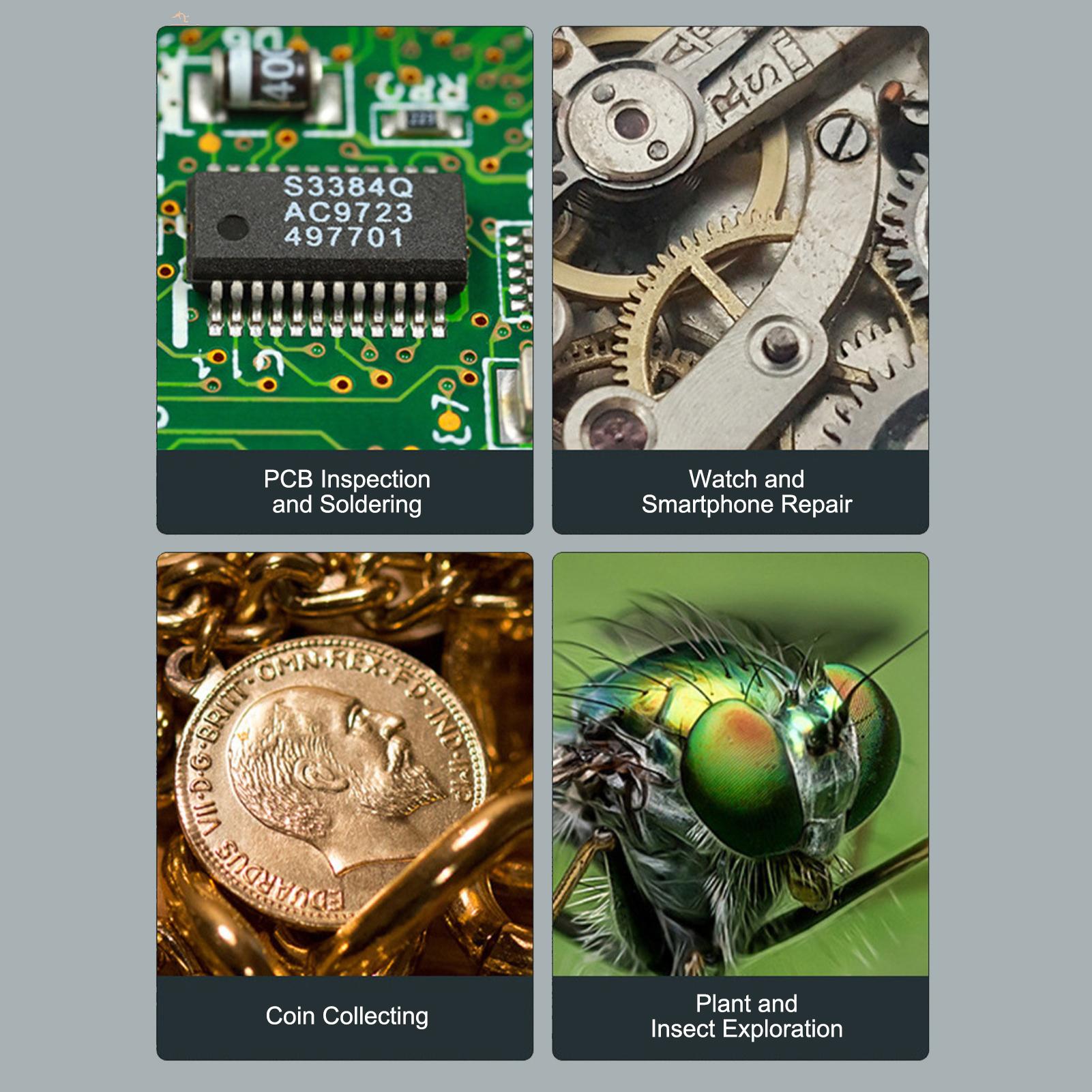 

10.1 Digital Microscope, 4K 1500X Coin Microscope Magnifier, Soldering Microscope with 8 Adjustable LED Lights, PC