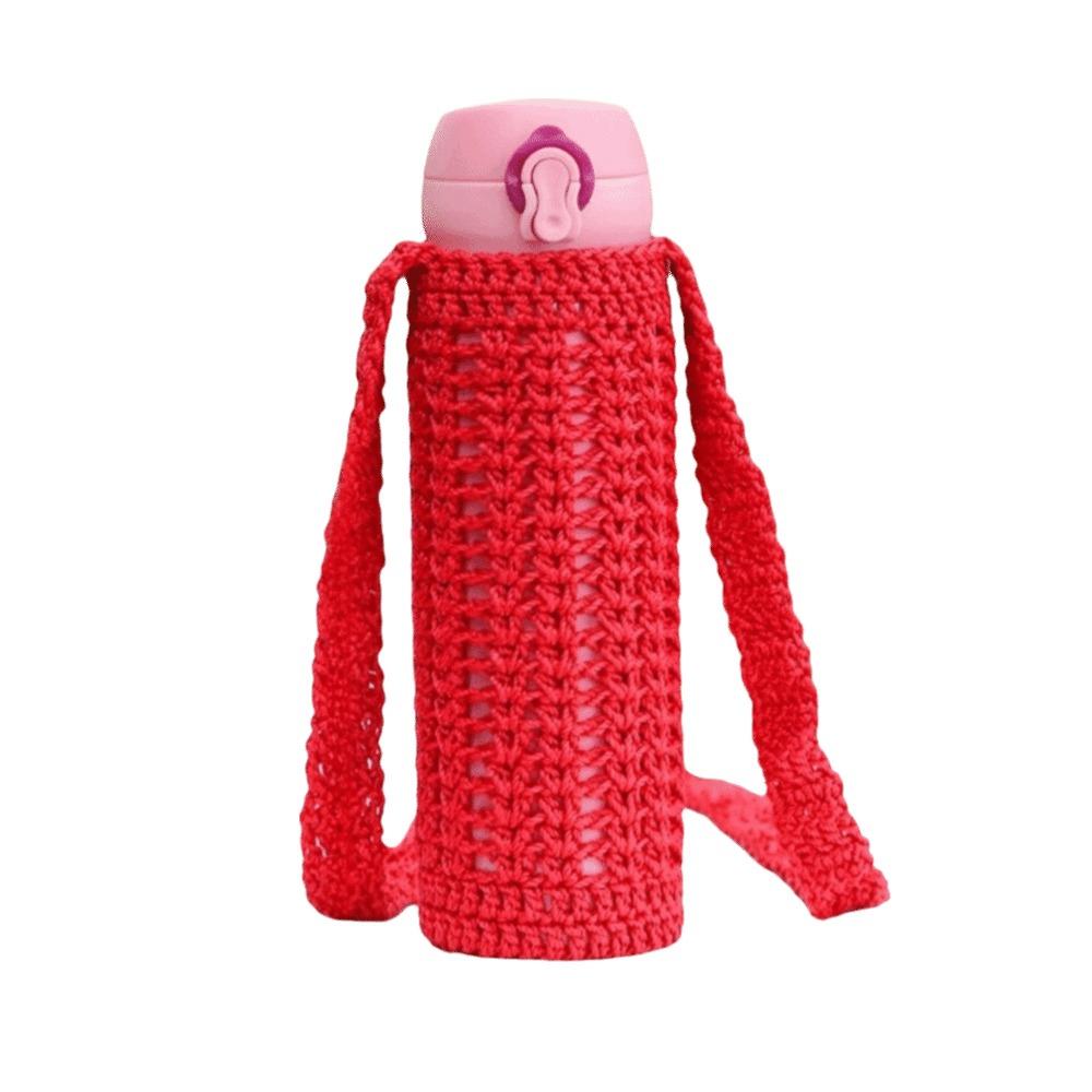 

Термоізолюючий в язаний чохол для пляшки з водою Багаторазовий рукав для термочашки Скляний стакан червоний
