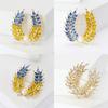 Elegant Wheat Sheaf Brooch Pin Exquisite Wheat Ear Lapel Pin Embellished with Sparkling Stones for Women Girls