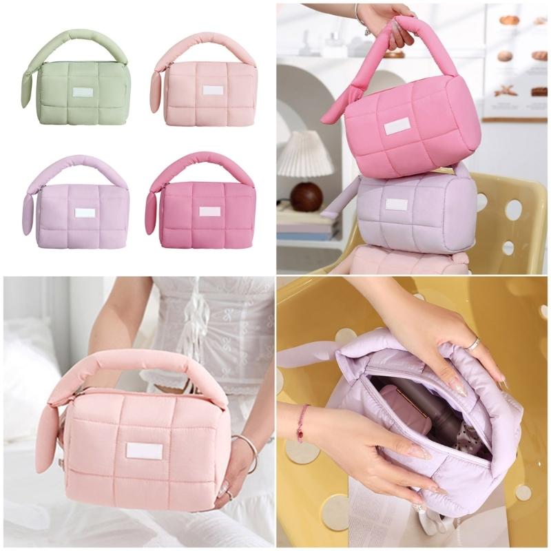 Candy Colored Nylon Cosmetic Case Spacious Storage Bag Travel Toiletry Pouch With Zippers Closure For Ladies Teens