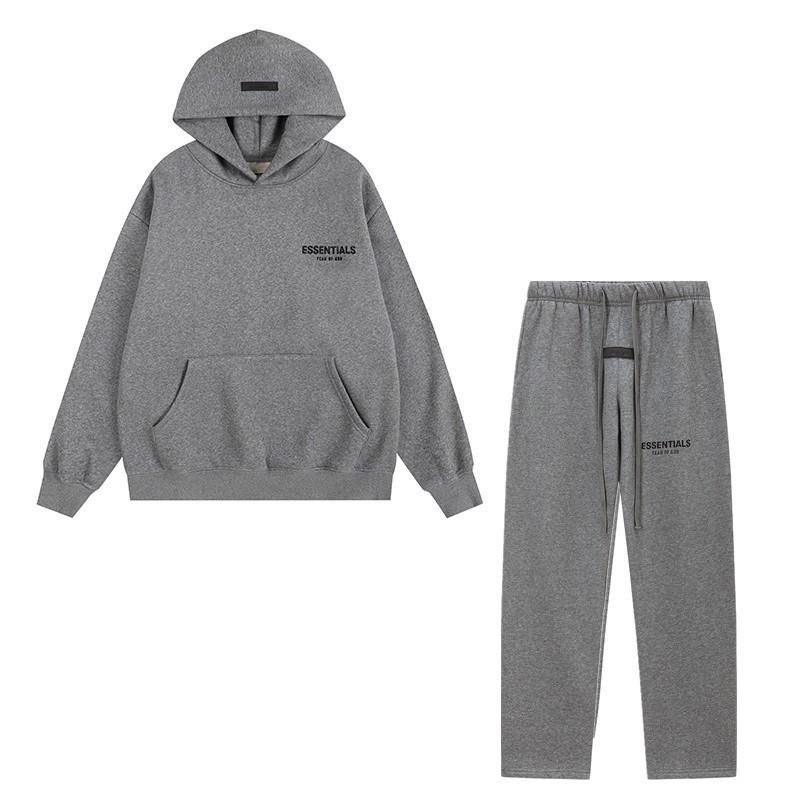 Men's FOG Essentials Loose Fit Velvet Hoodie with Double Stitching, Trendy American Print, Suitable for Couples