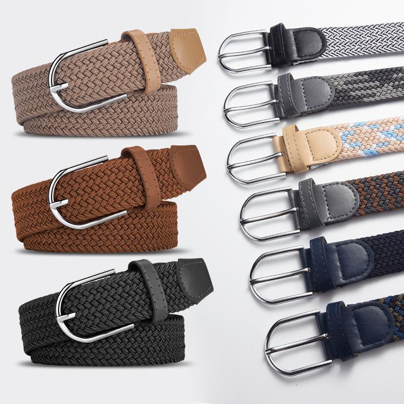 Unisex Elastic Canvas Belt with Pin Buckle - Comfortable, Stretchable, Casual Pants Accessory