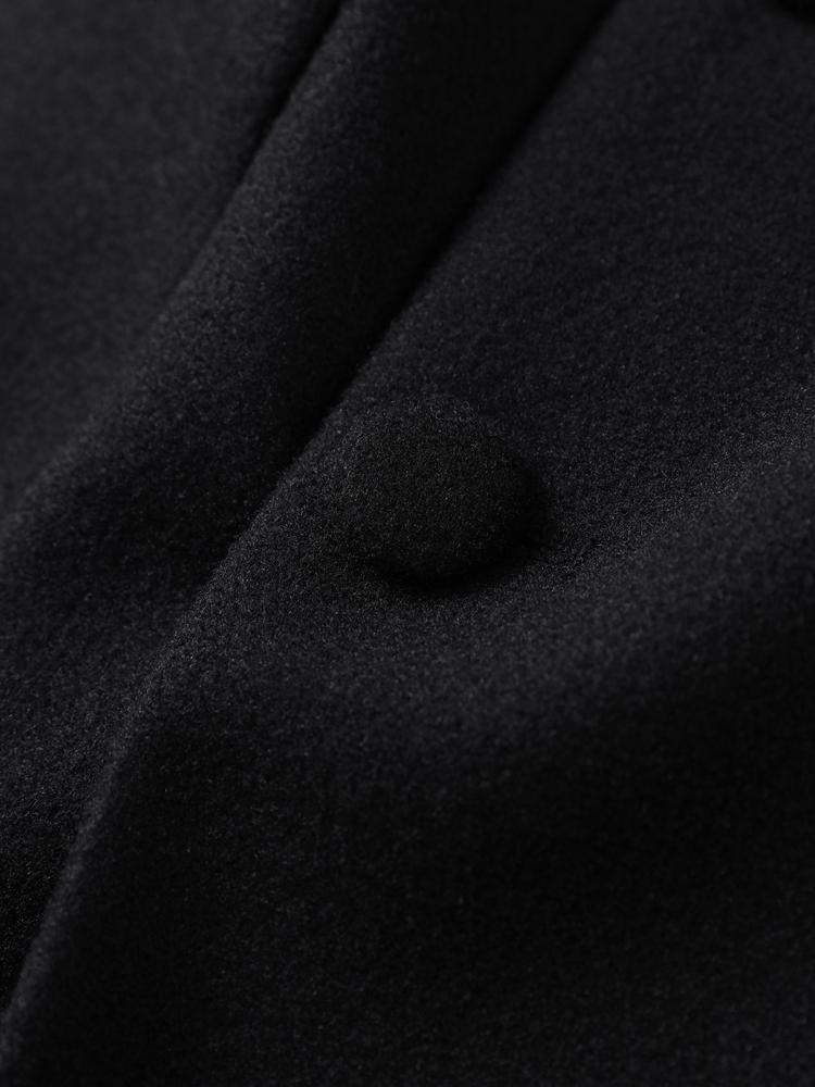 Damen Einreihiger Taillenbetonter Schultergepolsterter Mantel Damen Langer Modischer Warmer Mantel Schwarz 2025 Neue Kollektion