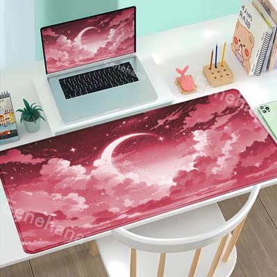 Pink Clouds Moon Kawaii Mouse Pad Cute Rubber Gamer Mousepad Extended Gaming Keyboard Offices Accessories Large Teclado Desk Mat