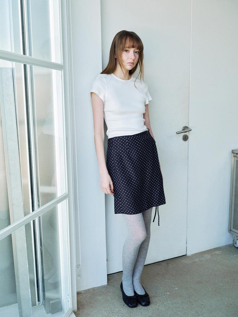 Spring Casual High-Waisted Tencel Polka Dot Wrap Skirt