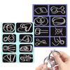 Chinese Ring Metal Puzzle Set, Interlocking Brain Teaser Unlock Puzzle Game for Home Party Classroom, I Q Logic Toy