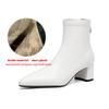 Krazing Pot Microfiber Pointed Toe Thick Heels Chelsea Boots Size 43 Zip Beauty Lady Women Stretch Ankle Boots