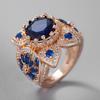 Huitan Temperament Rings with White/Blue Cubic Zirconia Bright Charms Female Modern Accessories Delicate Sparkling Party Jewelry