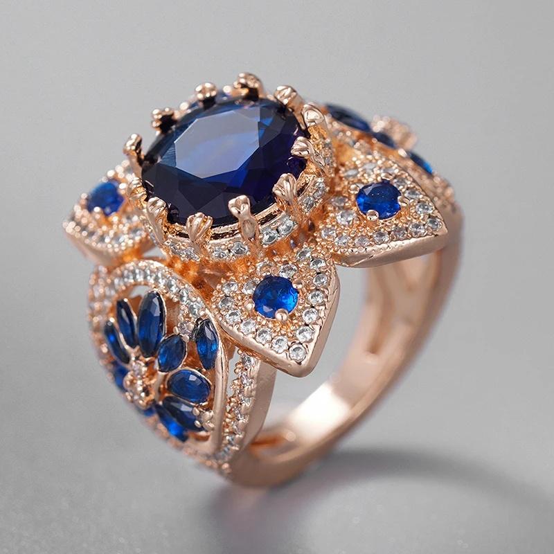 

Huitan Temperament Rings with White/Blue Cubic Zirconia Bright Charms Female Modern Accessories Delicate Sparkling Party Zircon 6