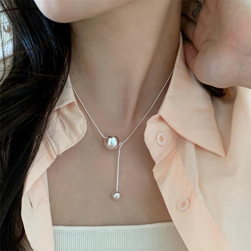 Exquisite Minimalist Ball Pendant Necklace For Women Girls Fashion Temperament Classic Snake Clavicle Chain Birthday Gifts