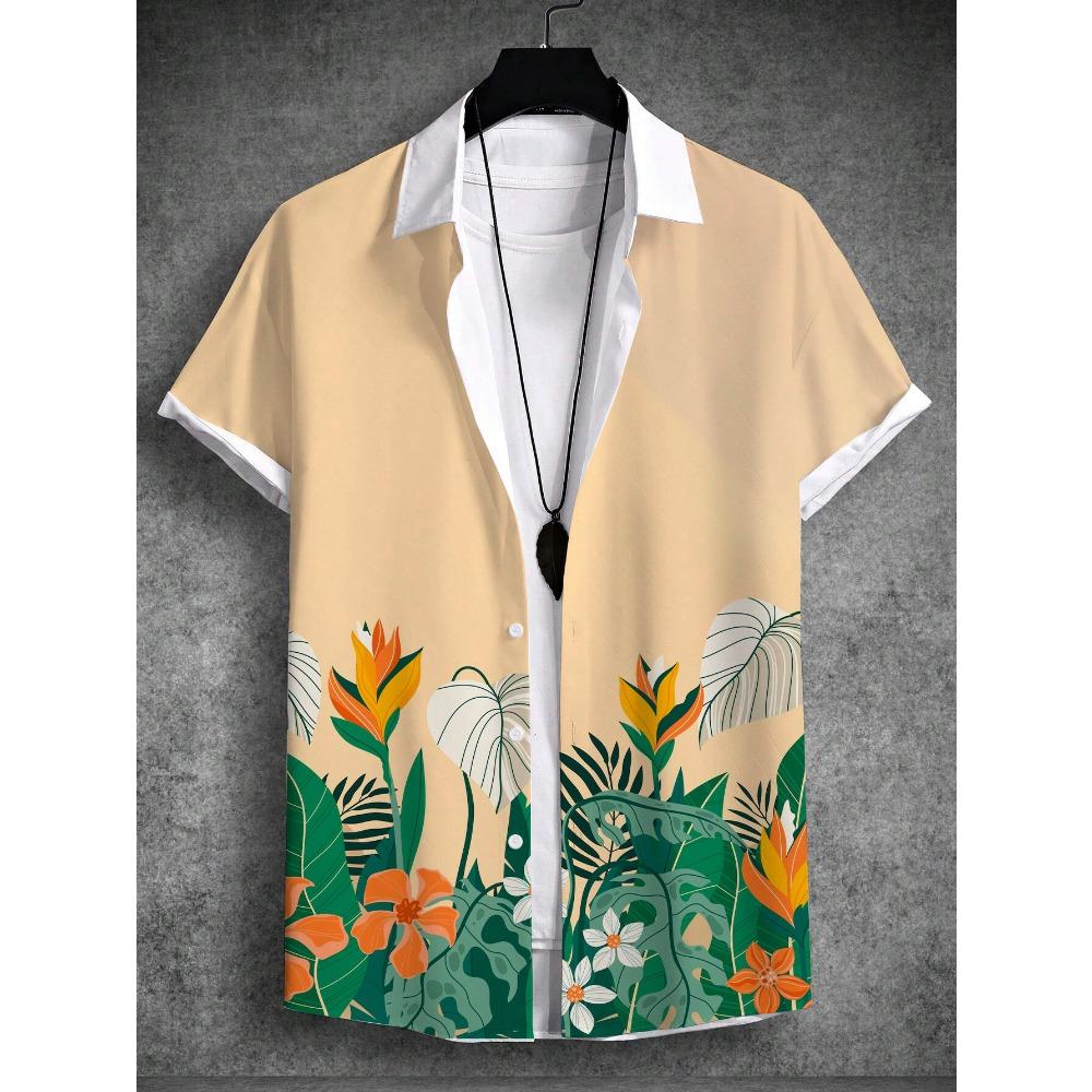 Tropical Plants 3D Printed Men's Shirt Fashion Shirt Short Sleeve Top Loose Casual Hawaii Summer New Style