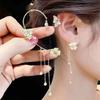 Women's Korean Style Gold Color Butterfly Ear Cuff, Shiny Zircon Tassel Clip on Earrings, Copper Non-Piercing Fashion Jewelry