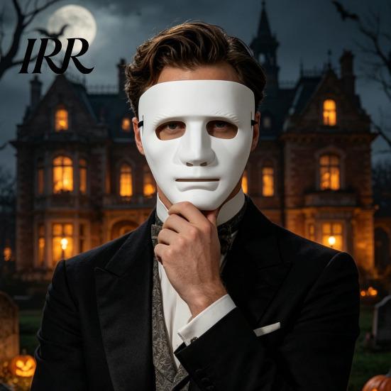 Classic Hip-hop Prop Halloween Mask for Hip Hop Dance Performance, Durable Hard Plastic Ghost Solid Color Party Face Cosplay, Breathable Unisex Stage