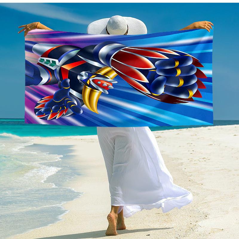 1pc UFO Robot Grendizer5 Beach Towel, Comfortable and Thick, and Swimming/Bath/Picnic/Camping Towel, Suitable for Seaside Beaches