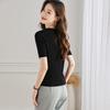 Srcr Silk-Blend Faux-Layer Waist-Defining Short Sleeve Knit Top