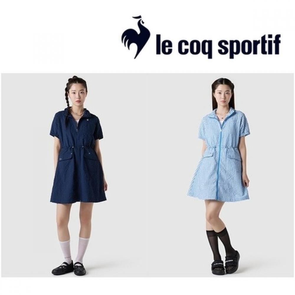 

Le Coq Sportif Women S crinkLe SeerSucker Full Zip Short SLeeve dreSS Lbl Qq22 LBL blue/90 M