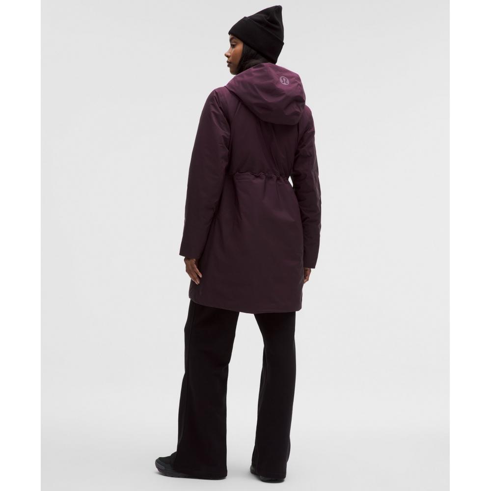 Lululemon Waterproof Insulated Cinch Waist Parka Black Plum