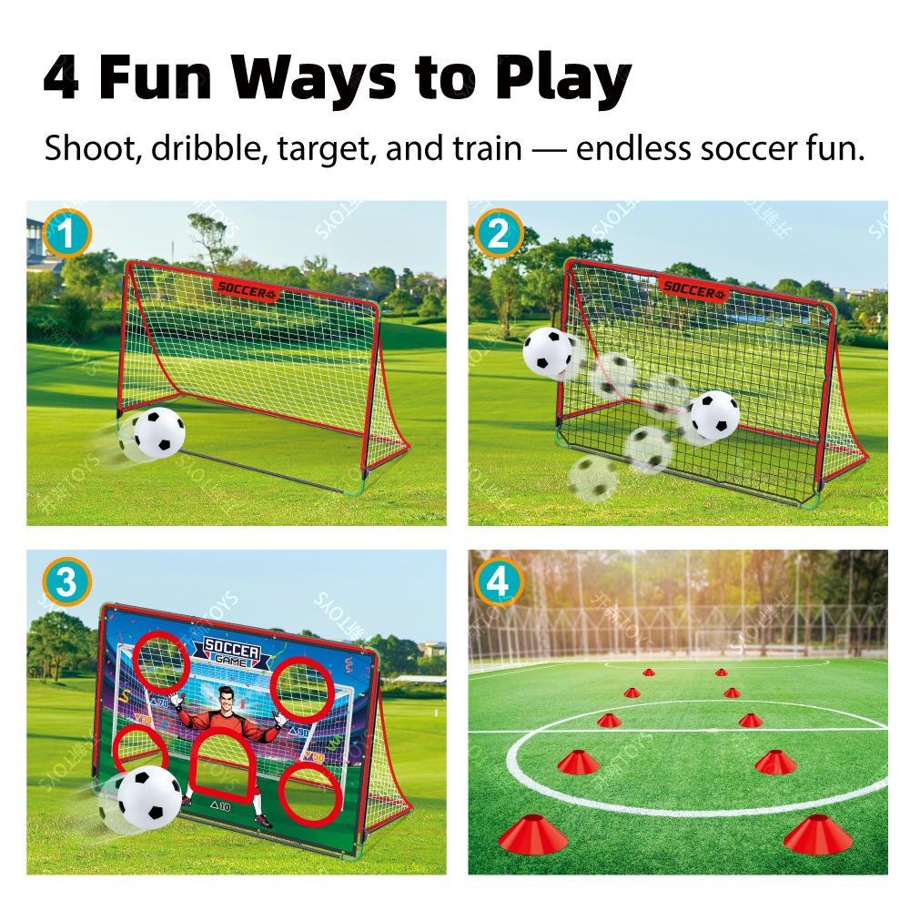 57 Inch Kids Soccer Goal Set Iron Soccer Training Equipment Outdoor Sports Gift Portable Soccer Toy
