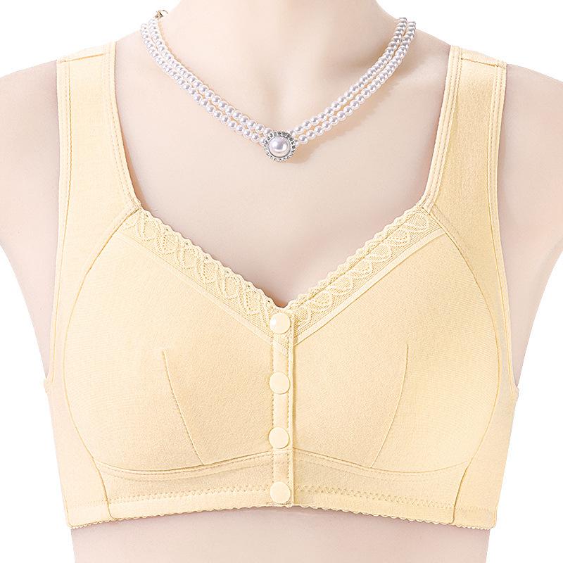 Soft cotton cup front buckle glossy underwear women's no steel ring wide shoulder strap vest new large size bra
