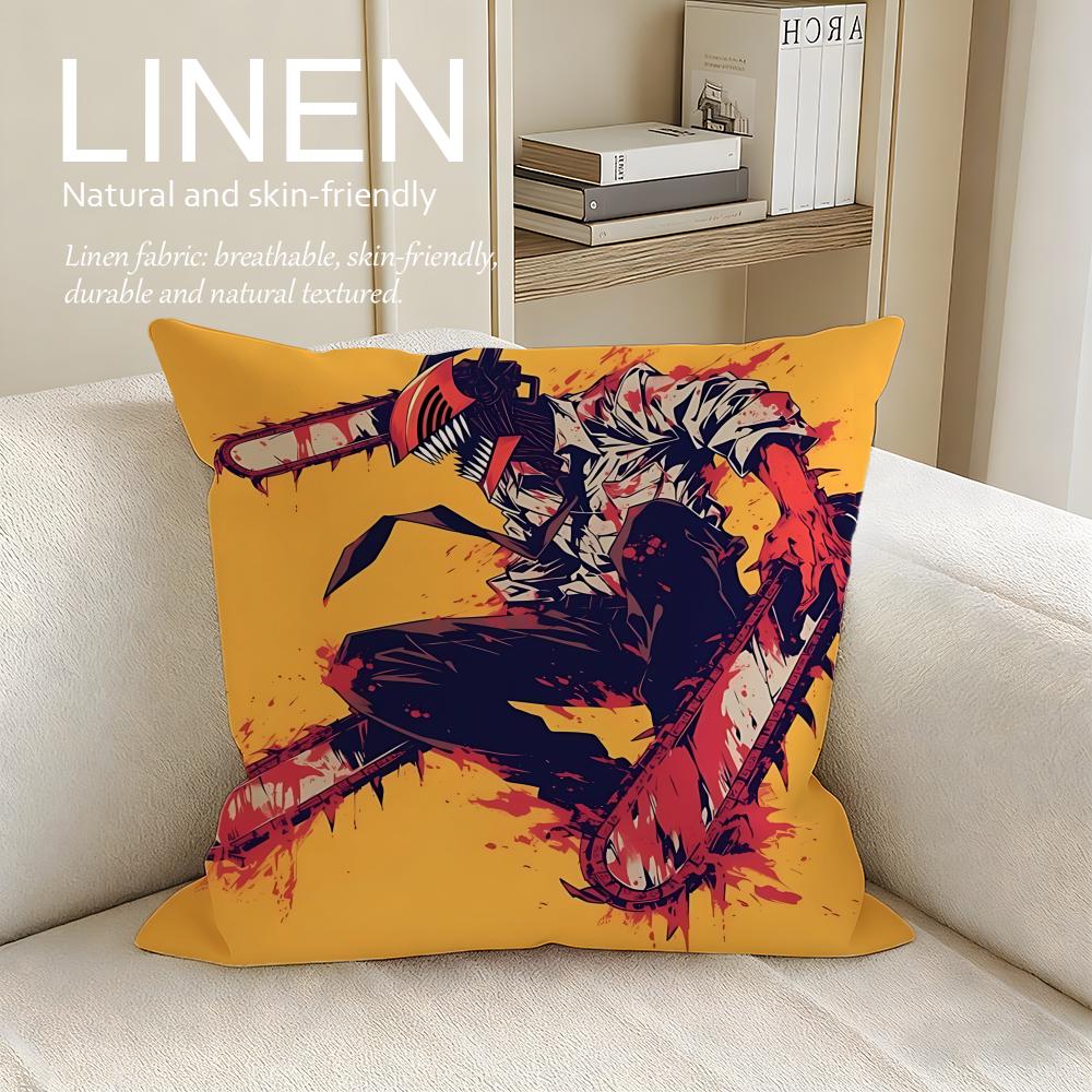 Action Chainsaw Man Cushion Cover Pillowcase Set Pcs x x Breathable Washable Sofa Cushion Cover