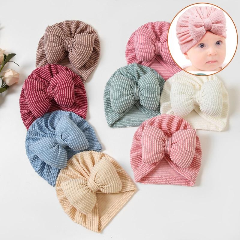 Infant Striped Hat with Bowknot Comfortable Cotton Blend Headwear Unisex Baby Striped Hat Comfortable for Boy & Girls