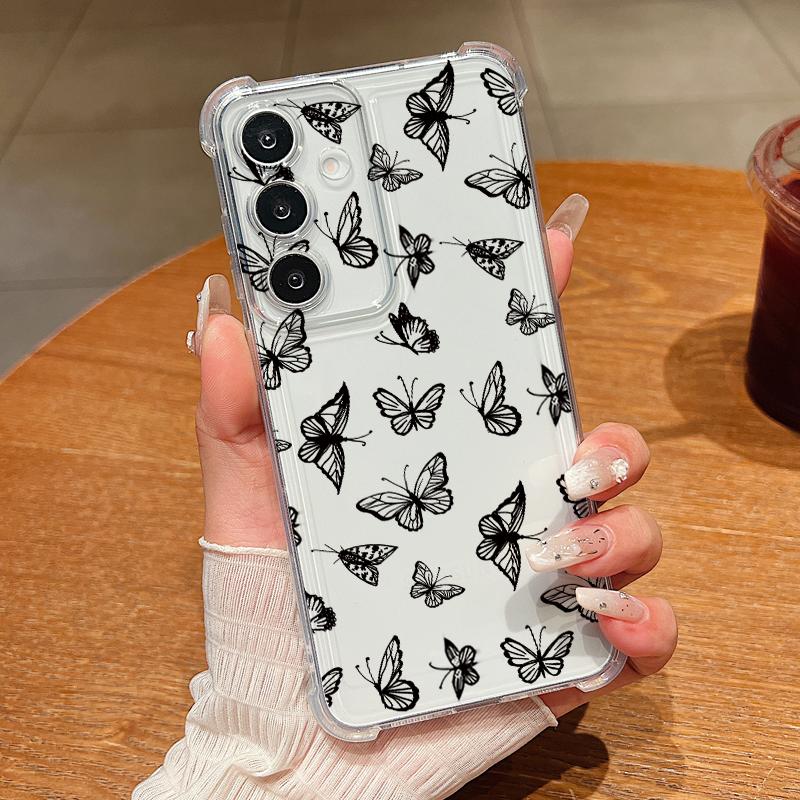 Butterfly Pattern Phone Case For Samsung Galaxy S26 S25 S24 S23 Ultra S22 Plus S21 S24 S25 FE Transparent Shockproof Soft Cover