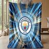 Manchester City Theme Blanket Soft Flannel Blanket Plush Throw Blanket Cozy Sofa Bed Blanket for Home Decor