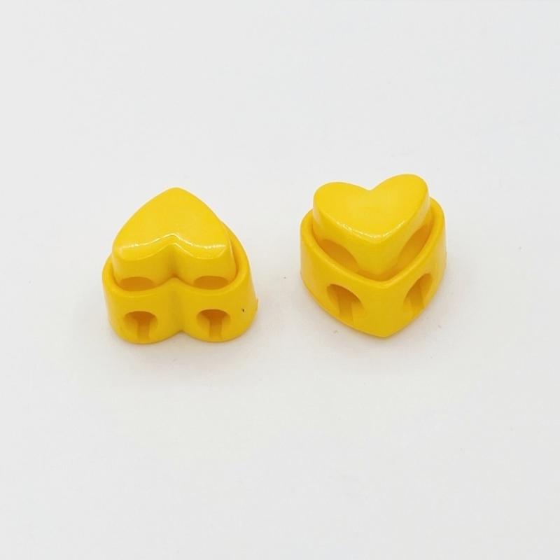 New 5pcs Garment Stoppers Heart-Shaped Plastic Cord Locks Double Hole Spring Toggle Anti-slip Stoppers Garment Accessories