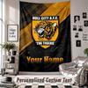 Wall Hanging Tapestry With Custom Name & Text, Hull City Decorative Tapestry For Bedroom