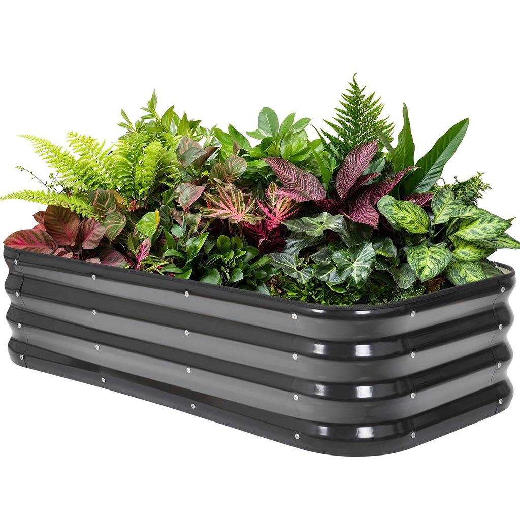 Galvanized Steel Modular Planter Box for Outdoor Vegetables & Flowers - Ideal for Patio, Backyard, or Balcony.