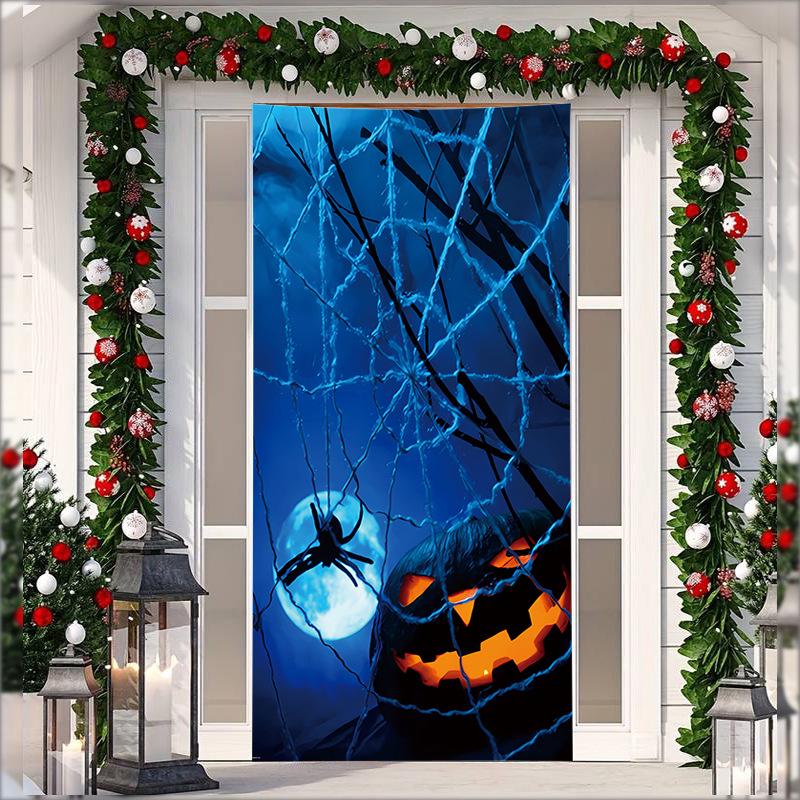 Stretch Fabric Christmas Door Tapestry - Santa Claus Gift Background for Holiday Parties