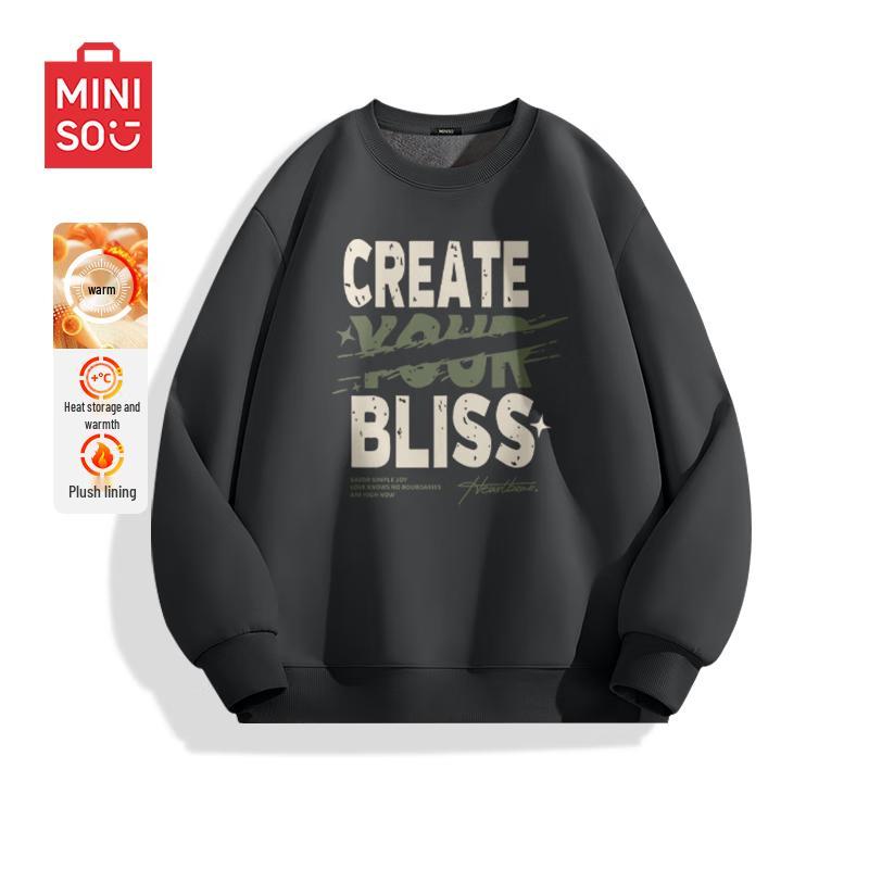 

MINISO Men s 2025 A/W Fleece-Lined Crew Neck Sweatshirt XL