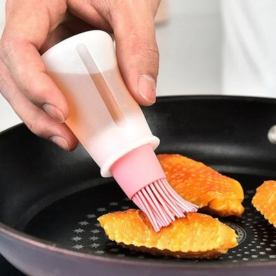 Silicone Oil Bottle Brush with Lid And Brush Heat Resistant Sauce Barbecue Pancake Baking Cake BBQ Oil Brush Gadgets Lijiao