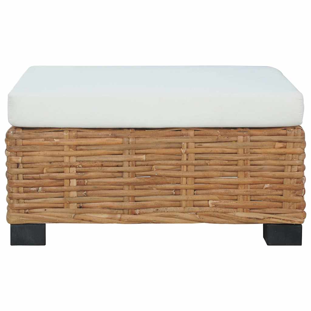 Footstool with Cushion Natural Rattan