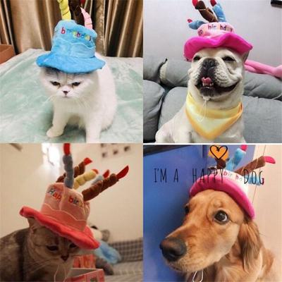 Kapelusz dla psa Regulowany Sztruksowy Urocze Zwierzęta Pies Koty Czapeczki Urodzinowe Kolorowe Świeczki Kostium Nakrycie Głowy Szczeniak Koty Cosplay