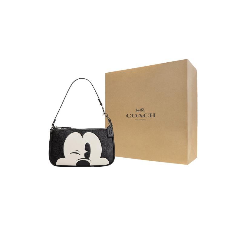 COACH X Disney Nolita 19 Mickey Mouse Shoulder Bag Handbag Black/White CN506-QBM2