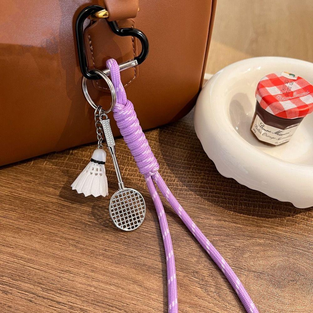 Trinket Badminton Couple Keyring Sporty Style Knot Keychain Braided Rope Bag Pendant  Car Key