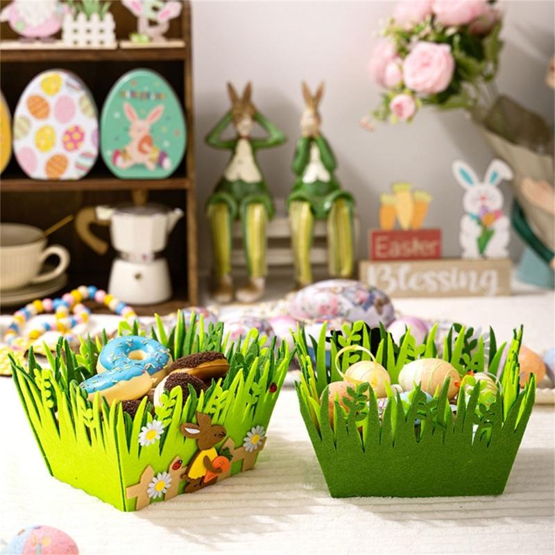 User Friendly Green Rabbit Basket Easters Celebration Decors for Easters Festivities Perfect for Kids and Family Gatherings