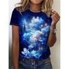 Comfortable Versatile Flower Print Short-sleeved Fashion Top Casual Simple T-Shirts Women’s