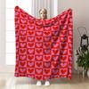 Red and Pink Heart and Plaid Print Flannel Throw Blanket Soft Warm and Cozy for Couch Bed Office or Camping All-Season Use