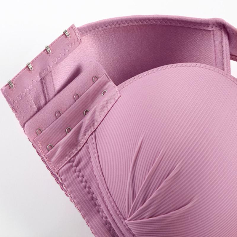 Breathable Plus Size Front Clasp Bra Wire Free Push Up Full Cup Wrapped Soft Bralette for Women